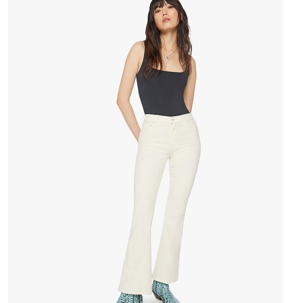 MOTHER Cream Flare Jeans